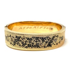 Antique American 14K Gold and Enamel "Old New Orleans" Bangle