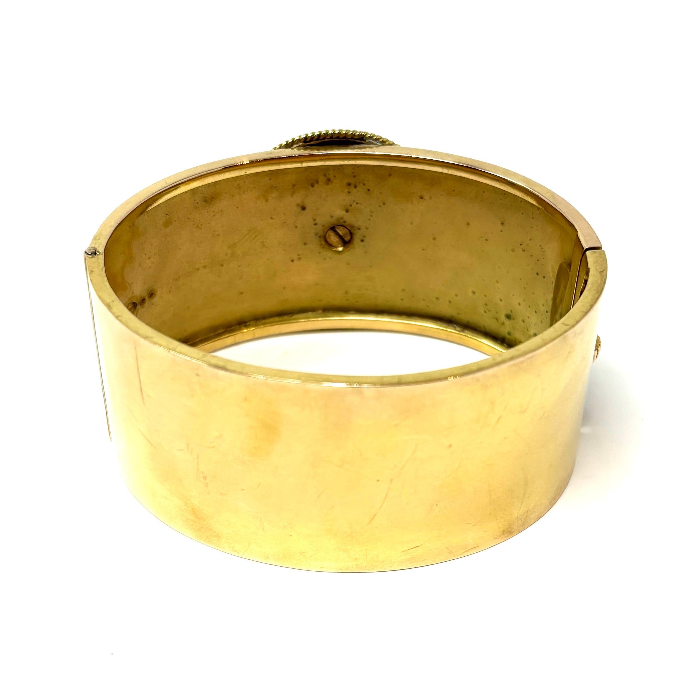 Antique American 14K Gold Enamel, Pearl and Diamond Bangle For Sale 1
