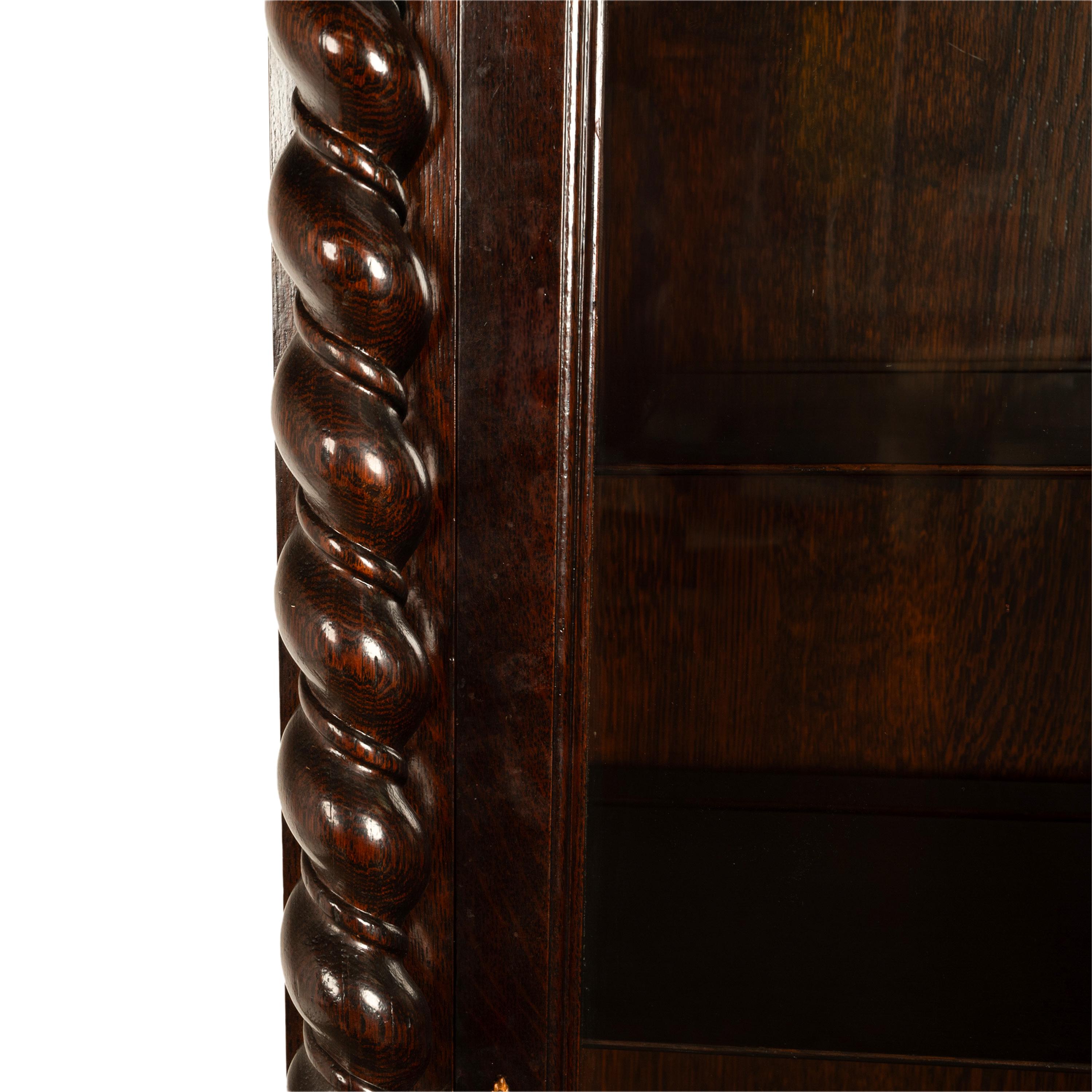 Antique American 19th Century Oak Barley Twist Display Case China Cabinet Hutch 7