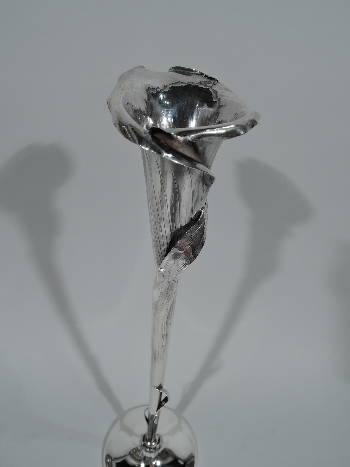 Aesthetic Movement Antique American Aesthetic Japonesque Sterling Silver Calla Lily Vase