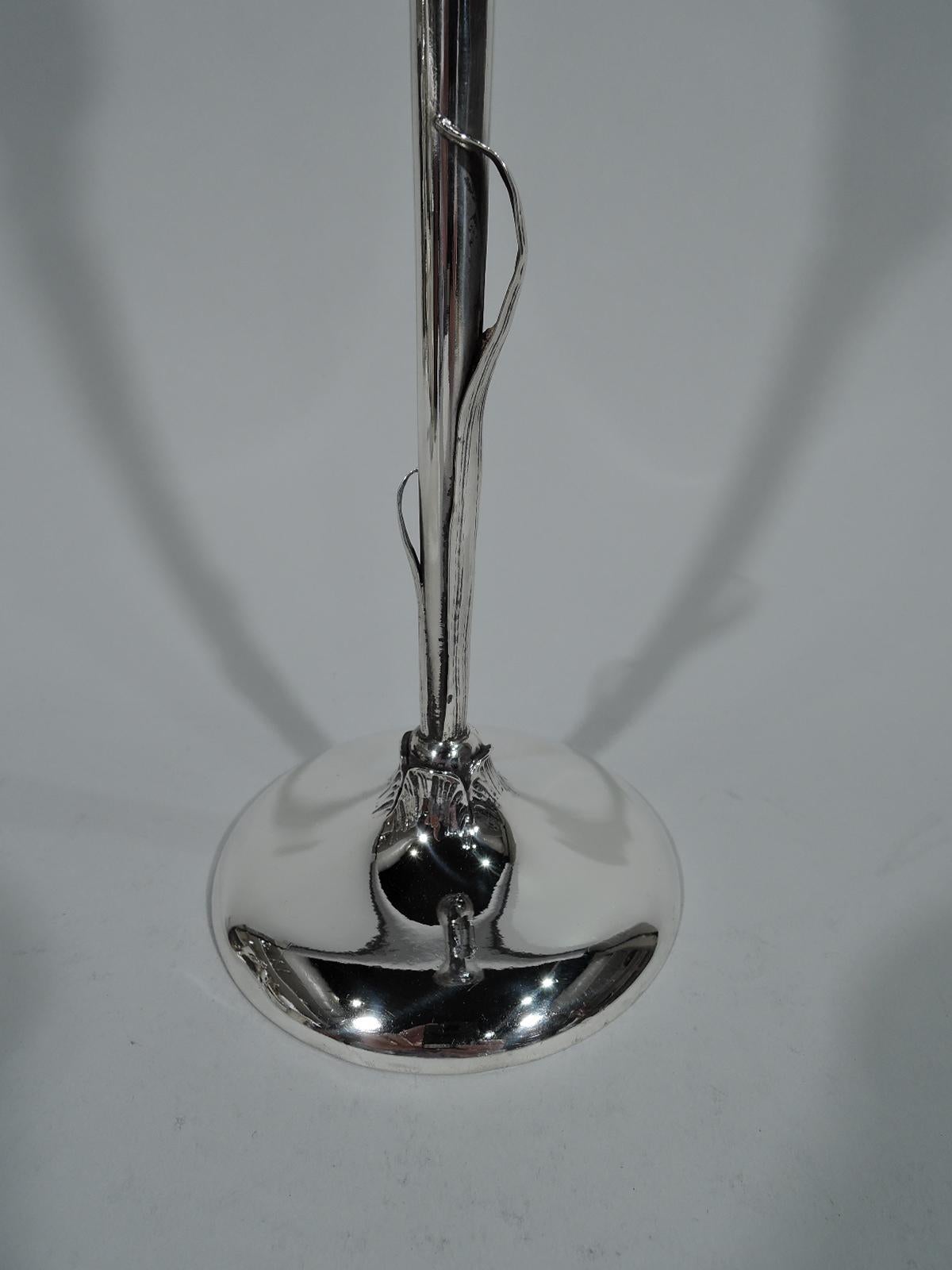 19th Century Antique American Aesthetic Japonesque Sterling Silver Calla Lily Vase