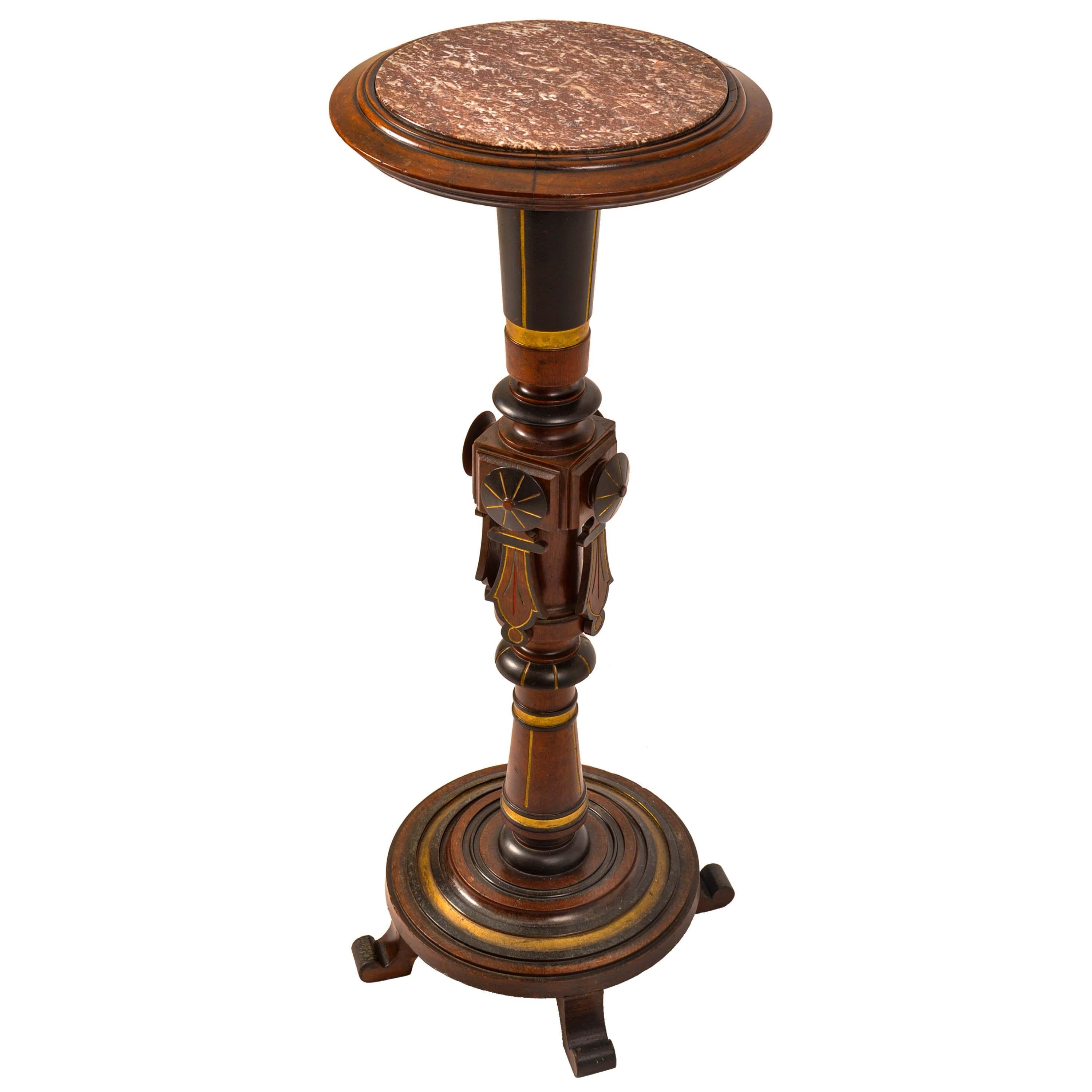 Antique American Aesthetic Movement Herter Bros Gilded Pedestal Plant Stand 1875 In Good Condition In Portland, OR