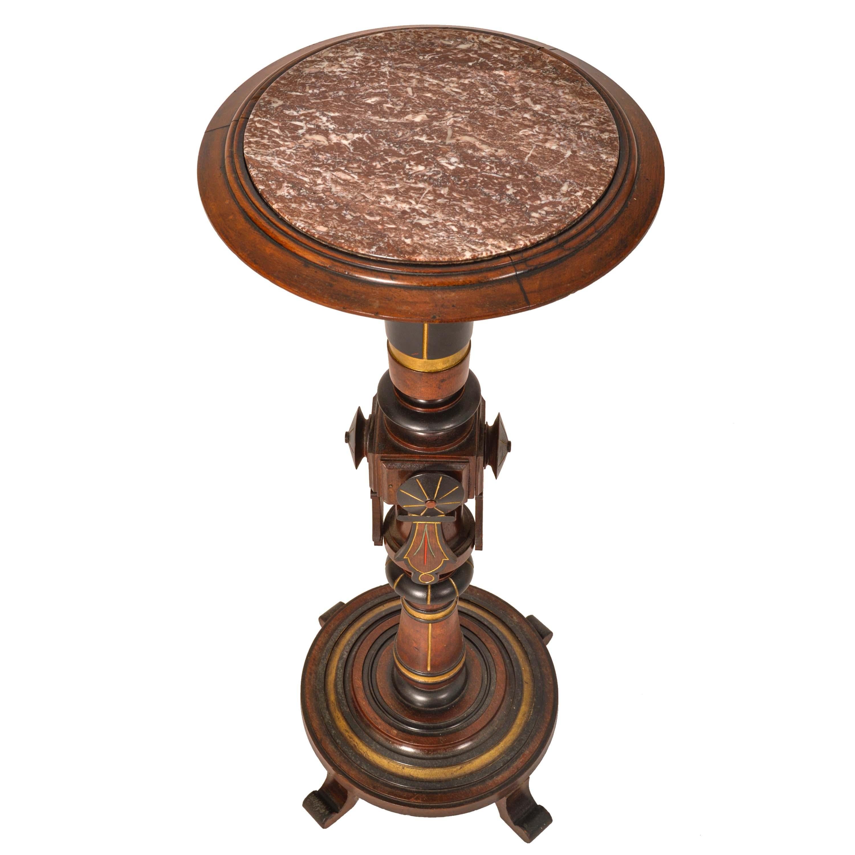Late 19th Century Antique American Aesthetic Movement Herter Bros Gilded Pedestal Plant Stand 1875