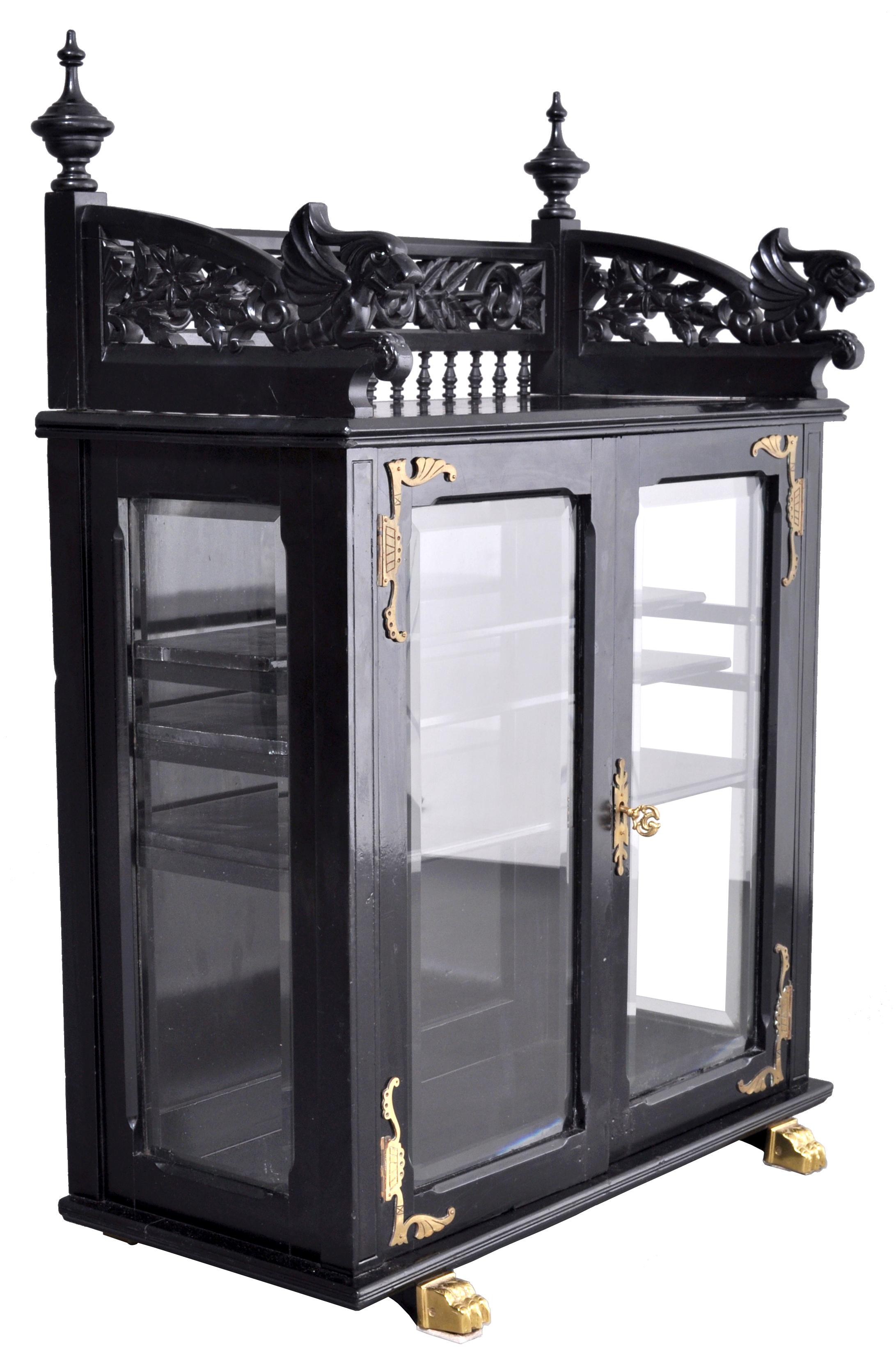 Antique American Aesthetic Movement Lacquered Collector's Cabinet, circa 1870 In Good Condition In Portland, OR