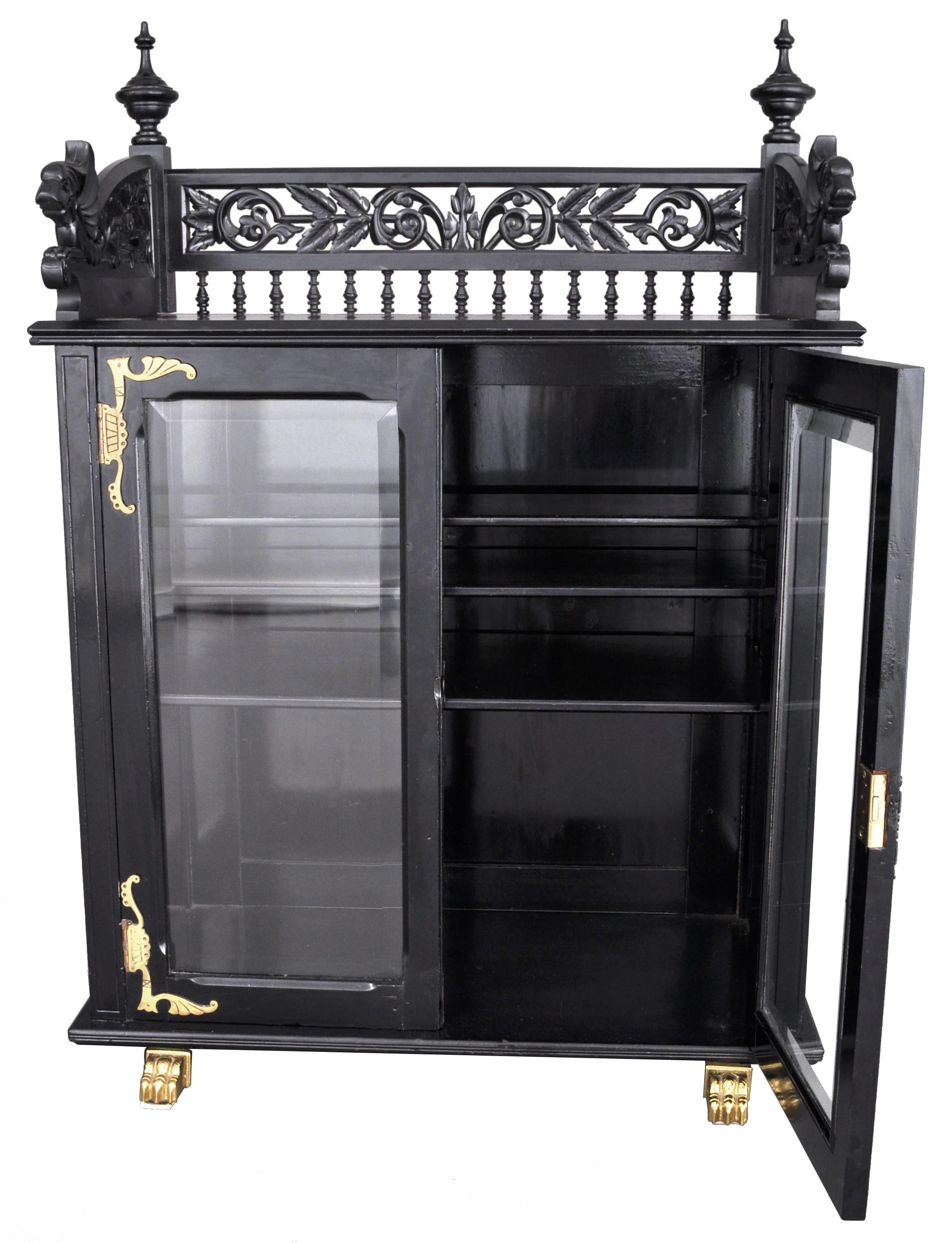 Late 19th Century Antique American Aesthetic Movement Lacquered Collector's Cabinet, circa 1870