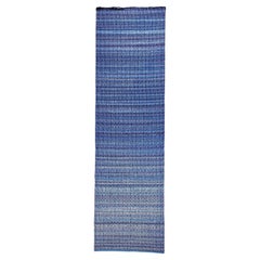 Antique American Amish Rag Runner, Handwoven Folk Art Rug, Stripe Pattern, 17ft