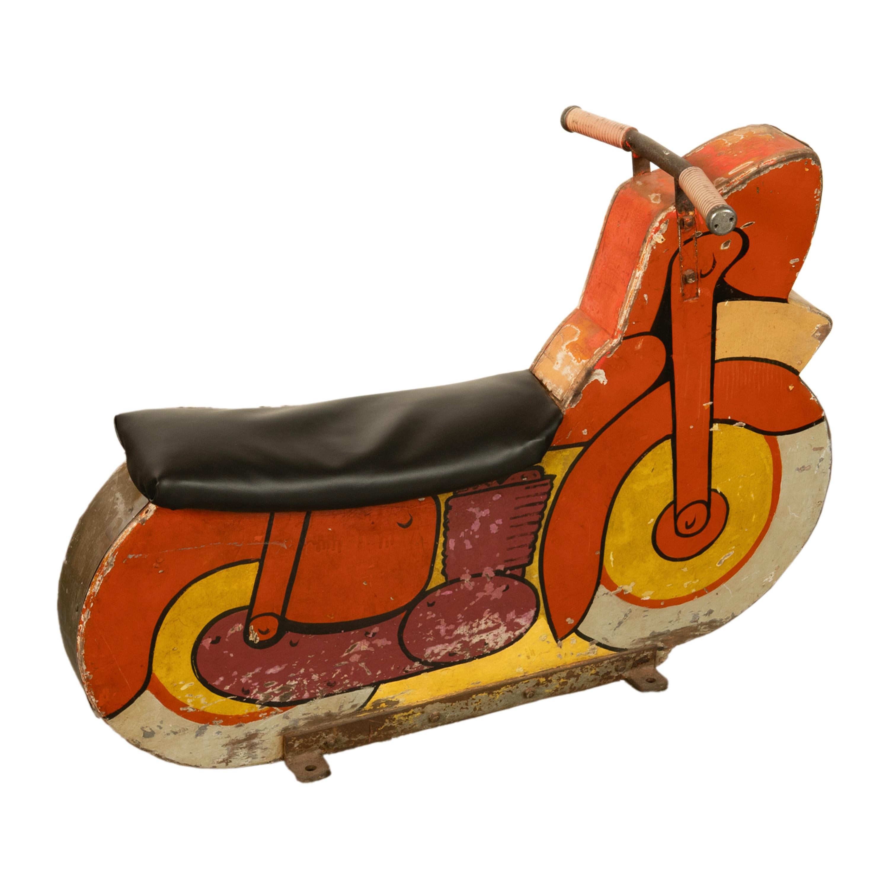 Antike amerikanische Amusement Park Motorrad bemalte Karussell Karnevalsfahrt 1940er Jahre im Zustand „Gut“ im Angebot in Portland, OR