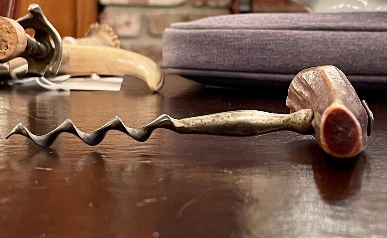 Antique American Antler Mounted Corkscrew, Circa 1900 In Good Condition In New Orleans, LA