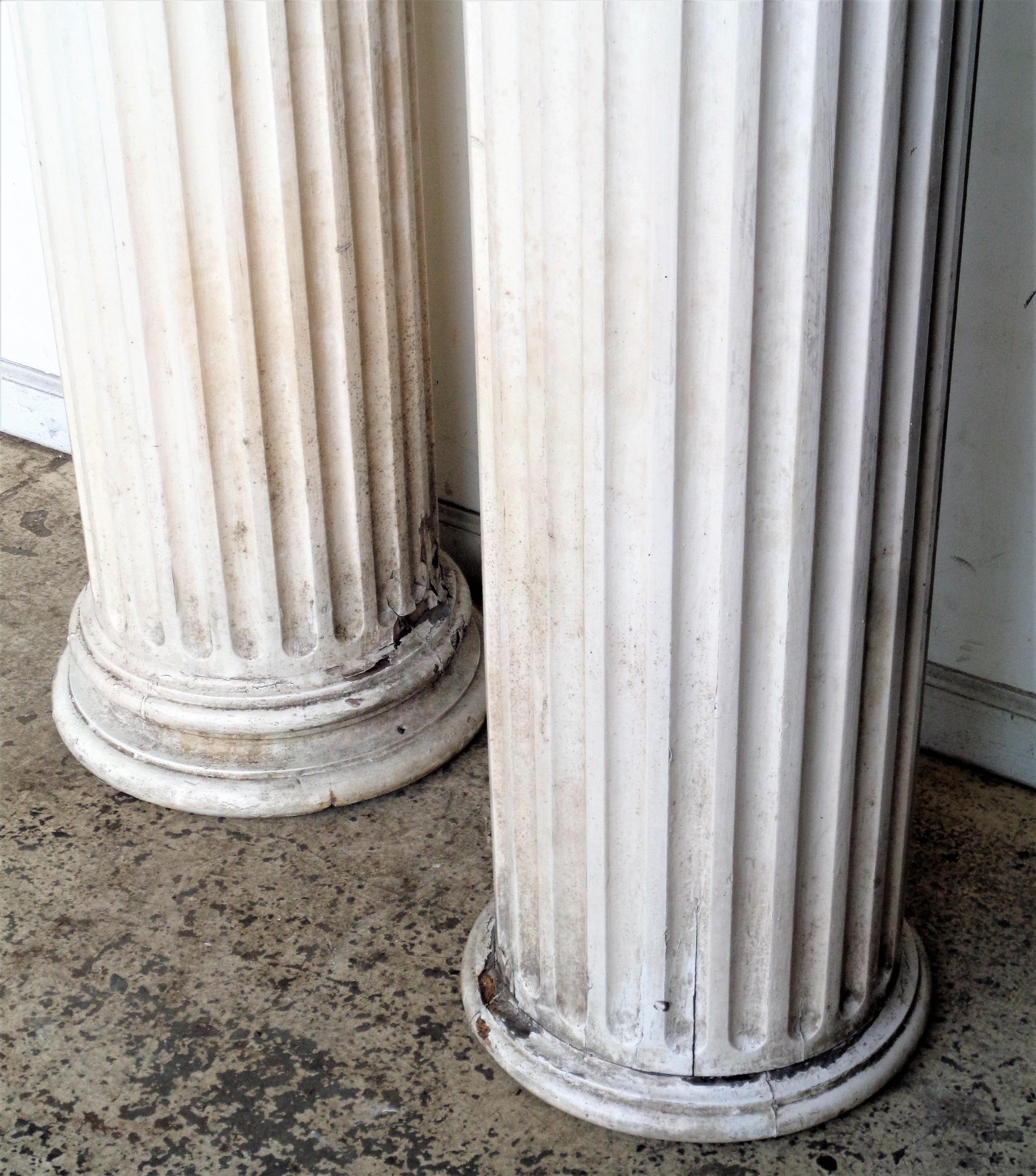 Painted Antique American Architectural Fluted Wood Columns For Sale