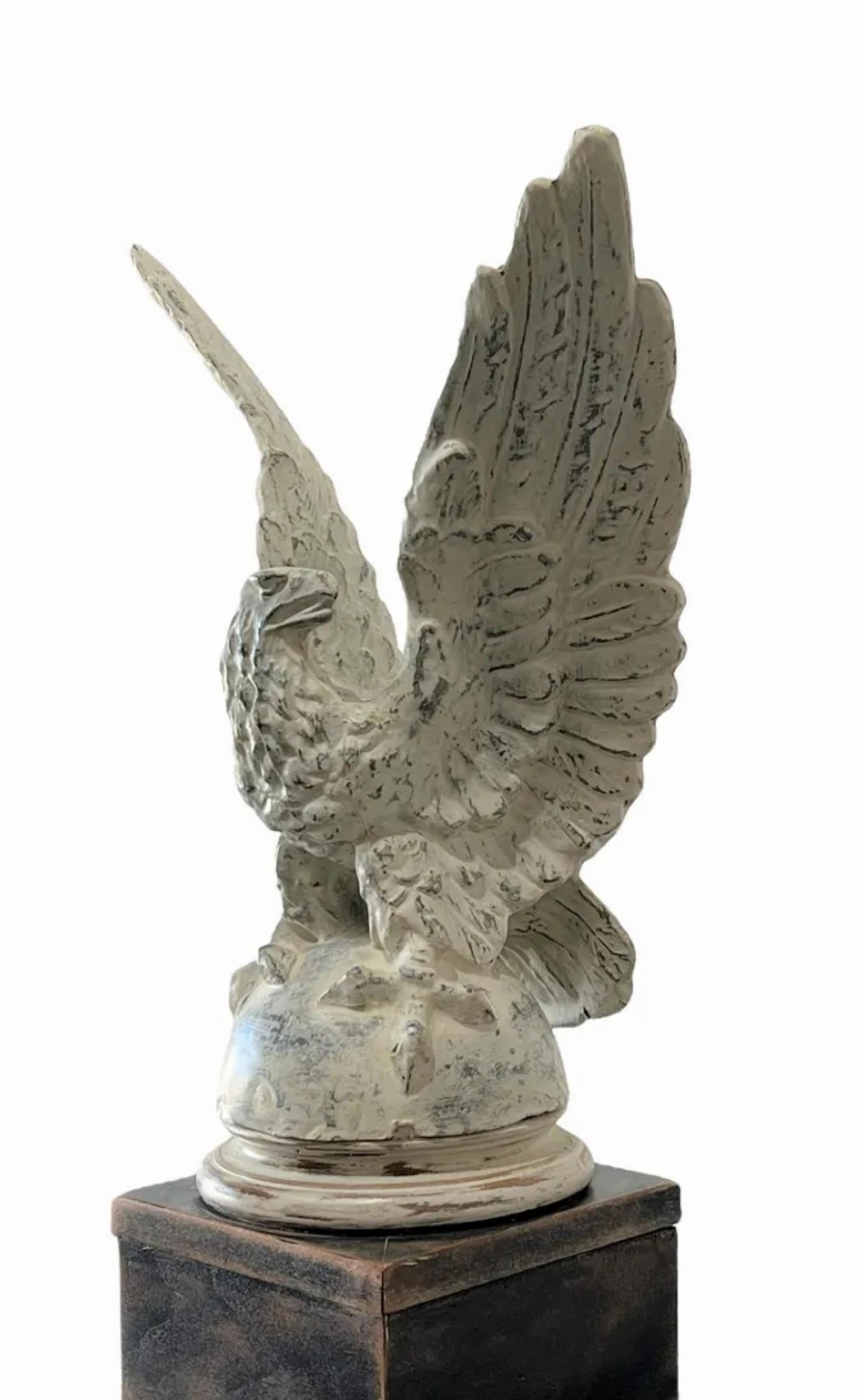 Antique American Architectural Painted Metal Eagle Finial on Pedestal Stand For Sale 5