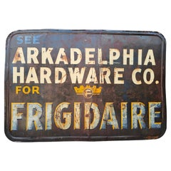 Antiguo cartel publicitario de metal americano Art Decó Early Frigidaire