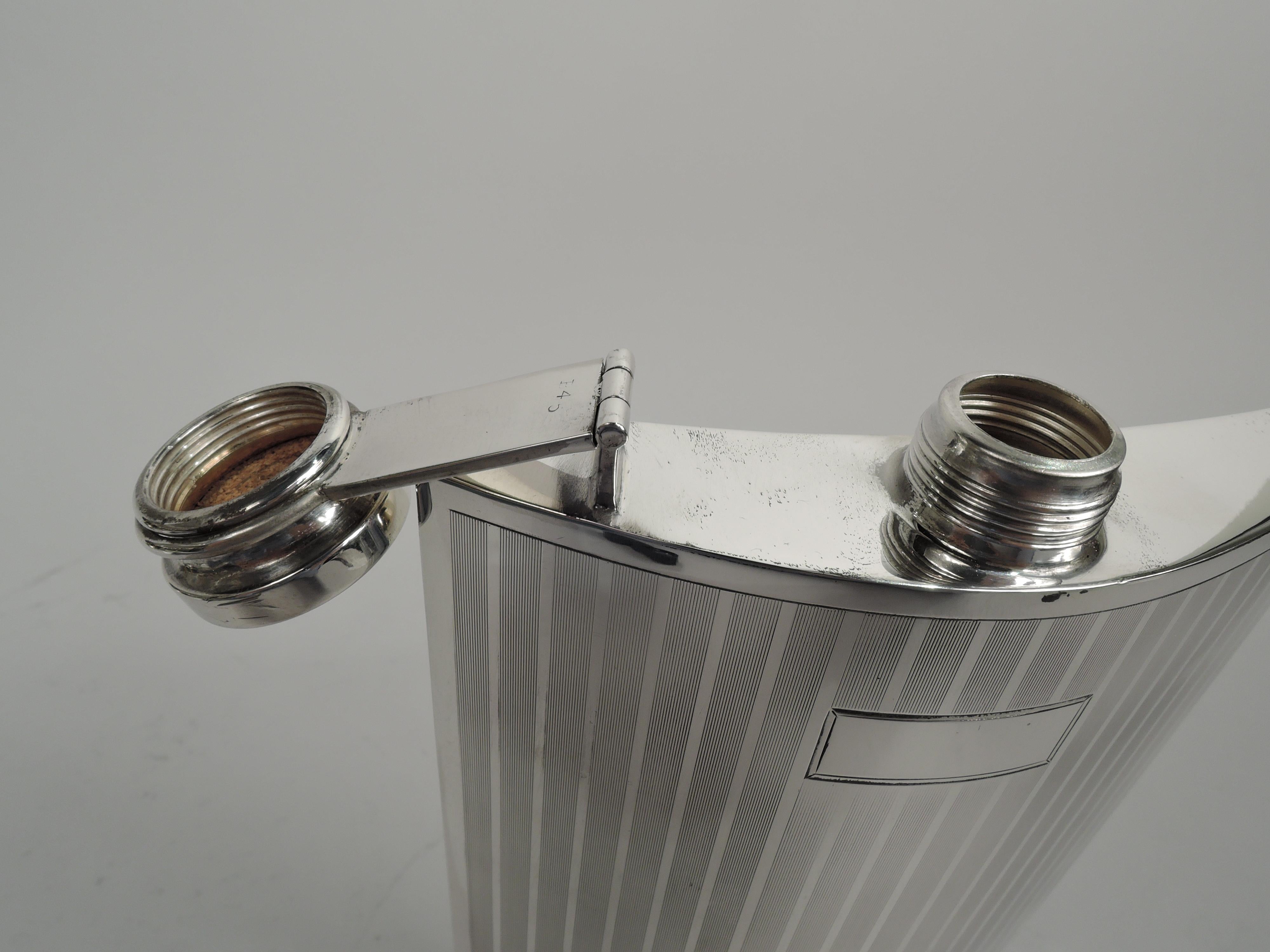 20th Century Antique American Art Deco Modern Sterling Silver Flask