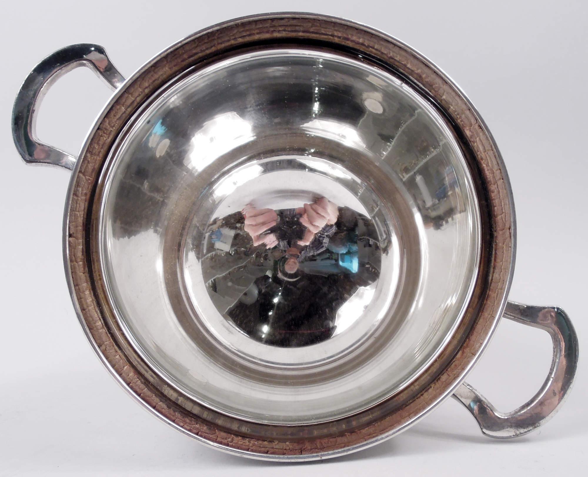 Plaqué argent Seau à glace antique en métal argenté Art Déco américain par William Rogers en vente