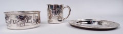 Antikes amerikanisches 3-teiliges Baby-Set aus Sterlingsilber im Art déco-Stil