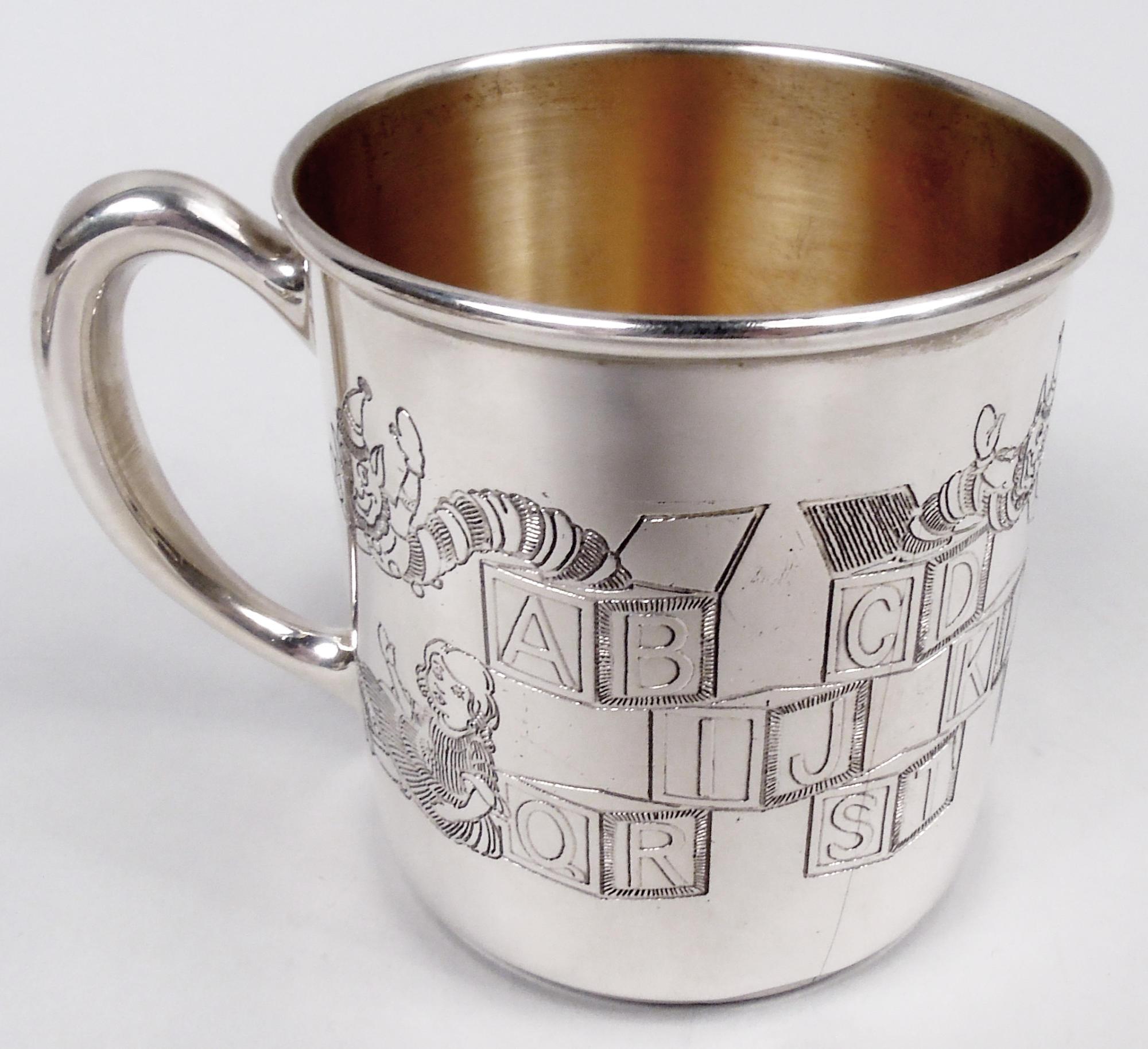 Antique American Art Deco Sterling Silver 3-Piece Baby Set In Good Condition For Sale In New York, NY