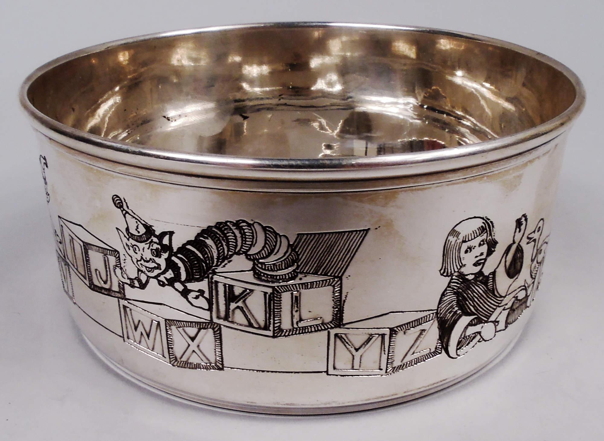 Antique American Art Deco Sterling Silver 3-Piece Baby Set For Sale 2