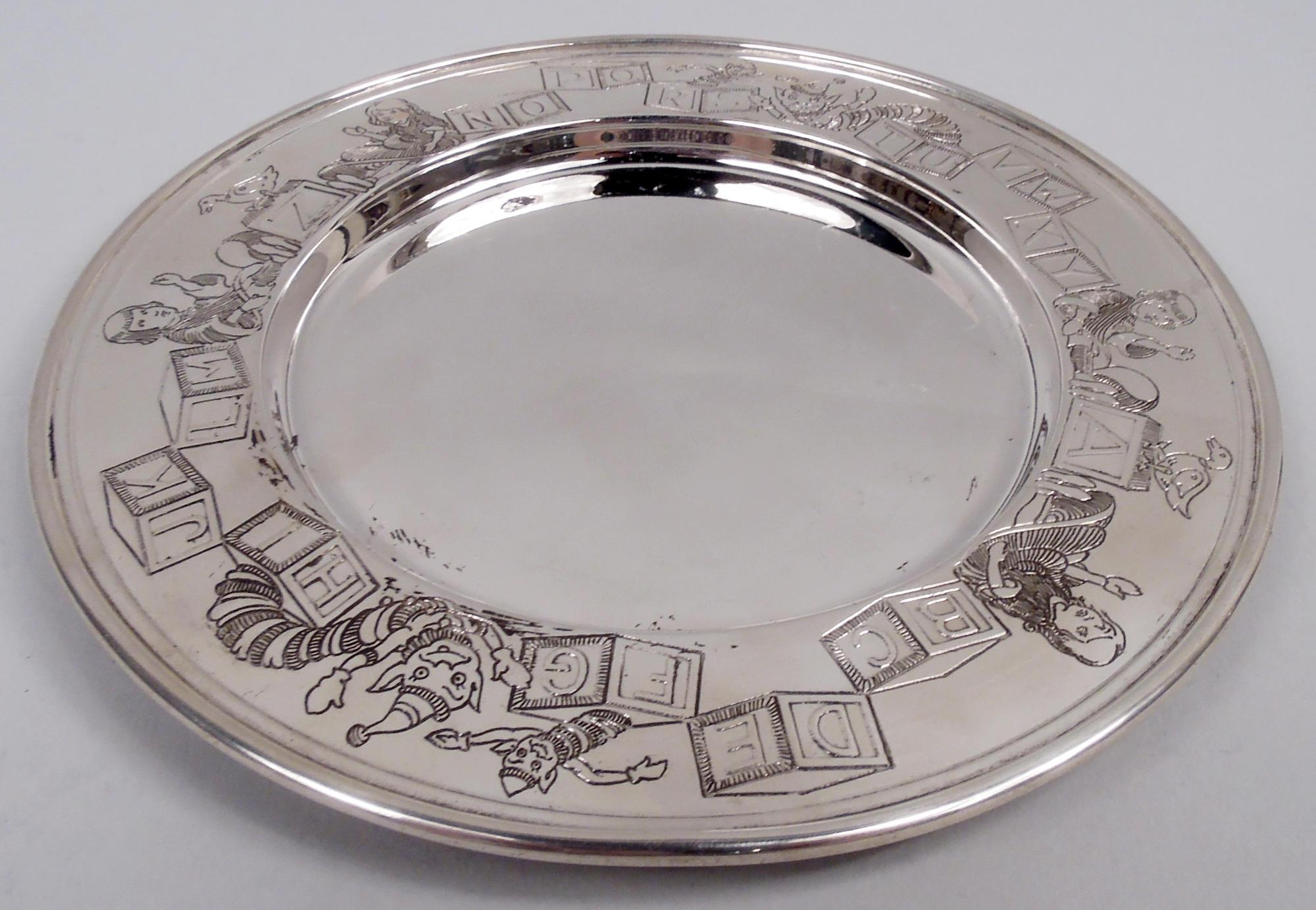 Antique American Art Deco Sterling Silver 3-Piece Baby Set For Sale 3