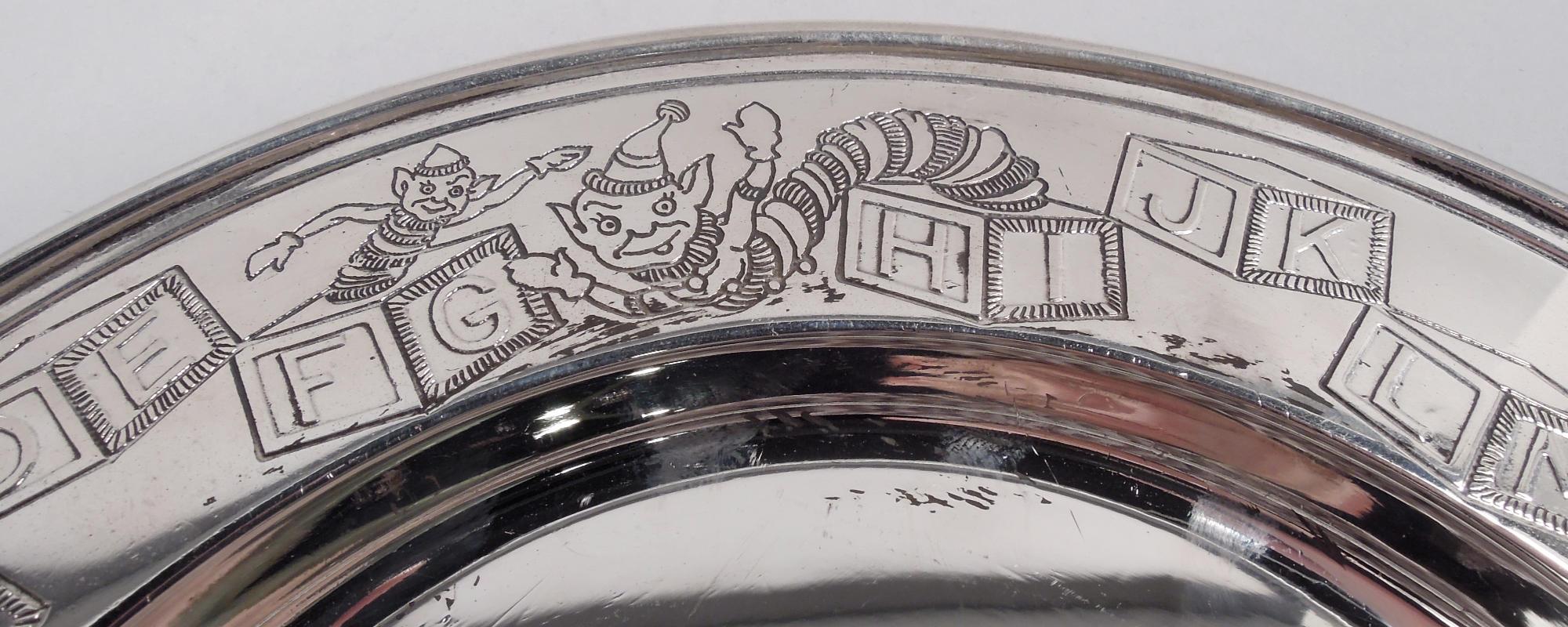 Antique American Art Deco Sterling Silver 3-Piece Baby Set For Sale 4