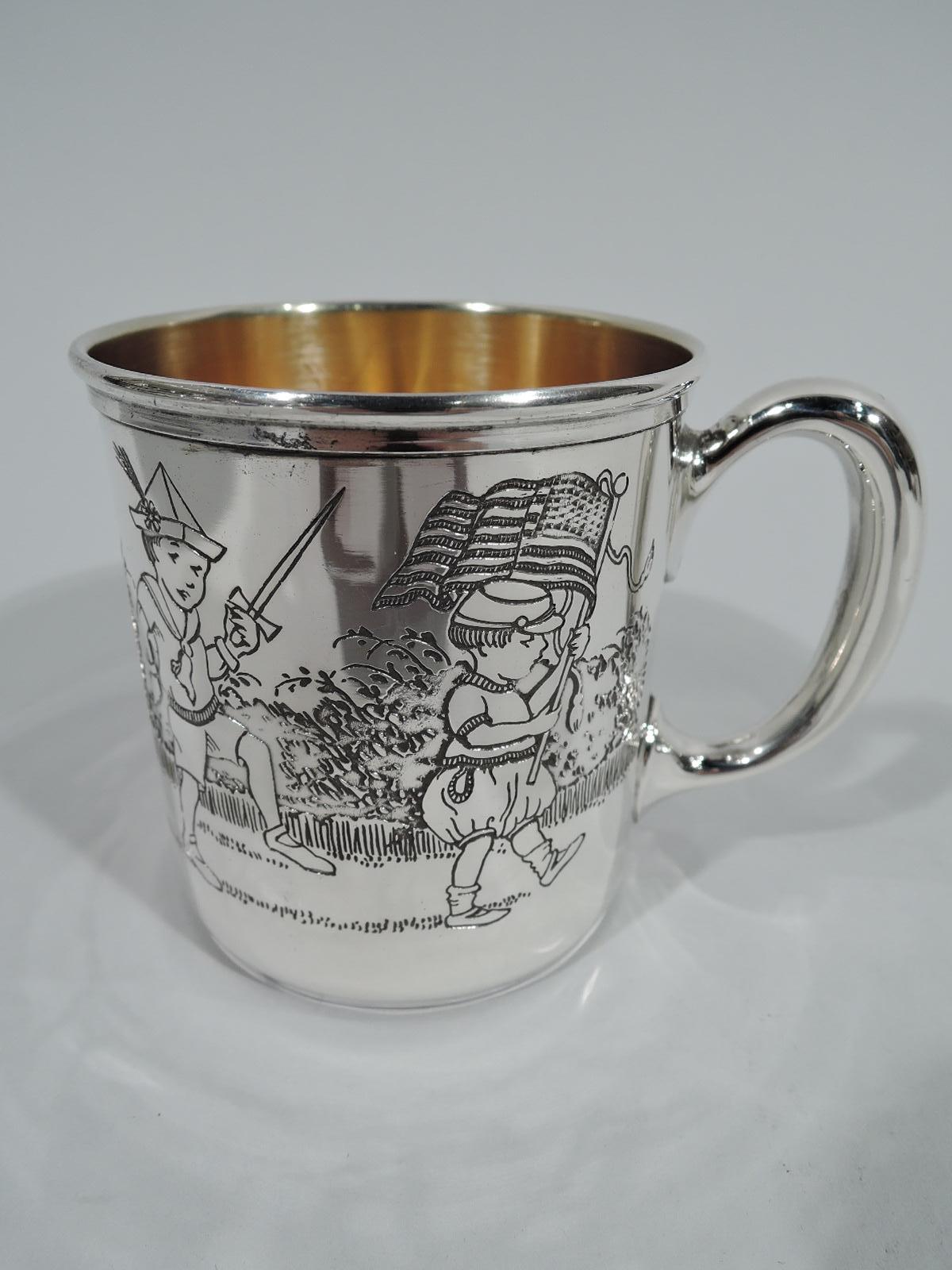 Antique American Art Deco Sterling Silver Children's Parade Baby Cup In Excellent Condition In New York, NY