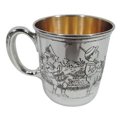 Antique American Art Deco Sterling Silver Children's Parade Baby Cup