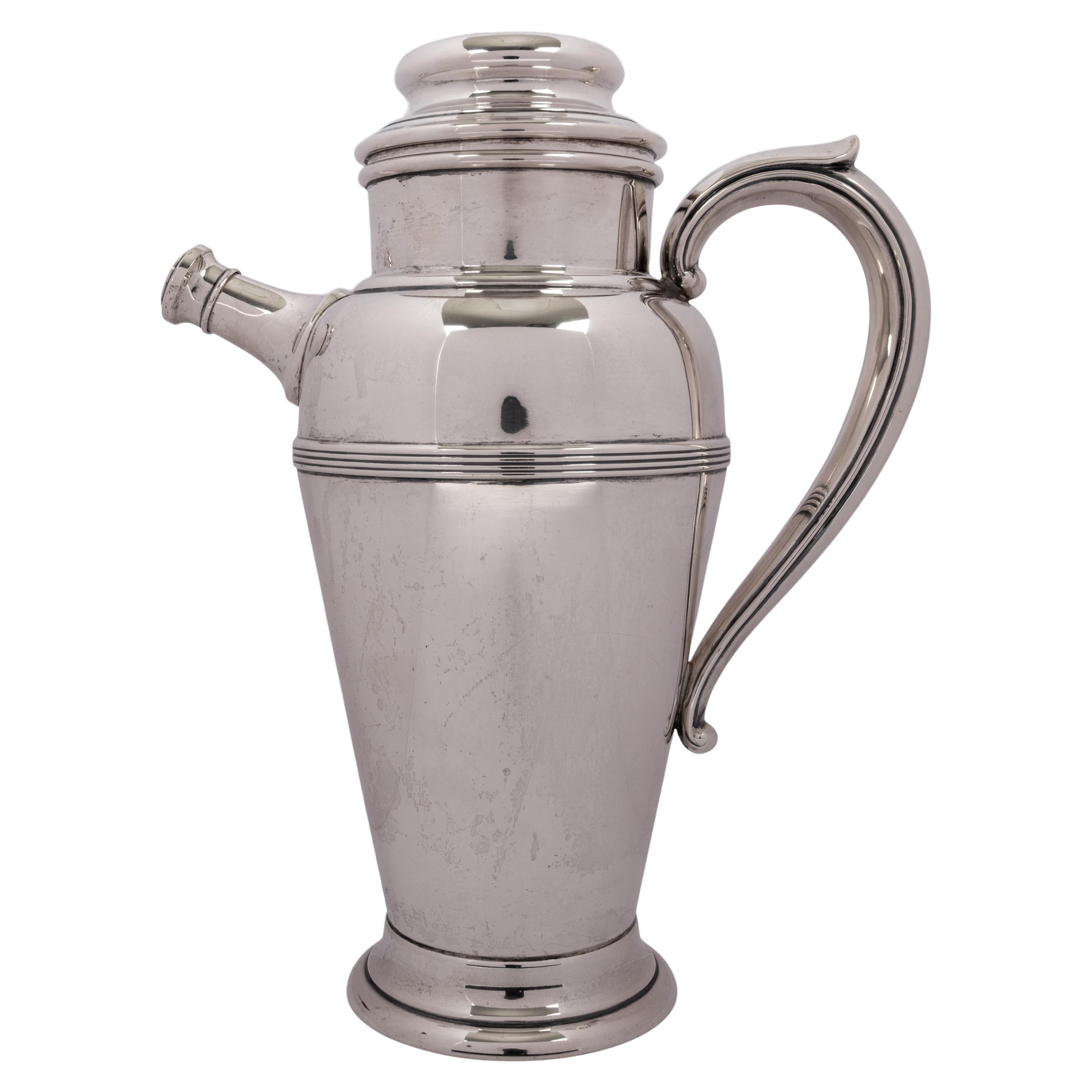 Mid-20th Century Antique American Art Deco Sterling Silver Cocktail Shaker Pitcher by Fisher 1930