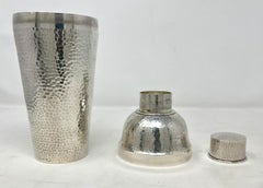 Antique American Art Deco Sterling Silver Hammered Finish Cocktail Shaker.