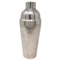 Antique American Art Deco Sterling Silver Hammered Finish Cocktail Shaker.