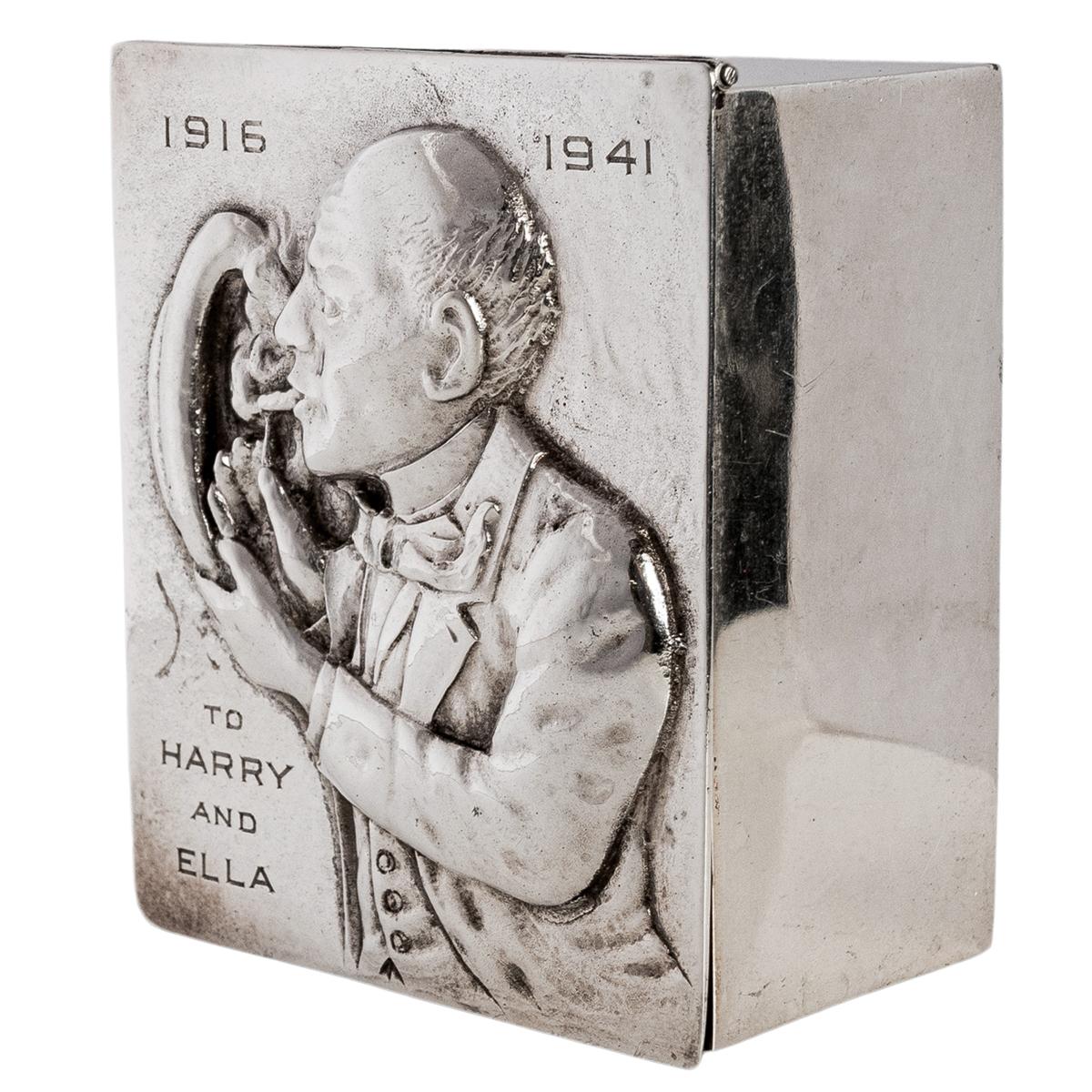 Antique American Art Deco Sterling Silver Novelty Repoussé Cigarette Box 1925 For Sale 1