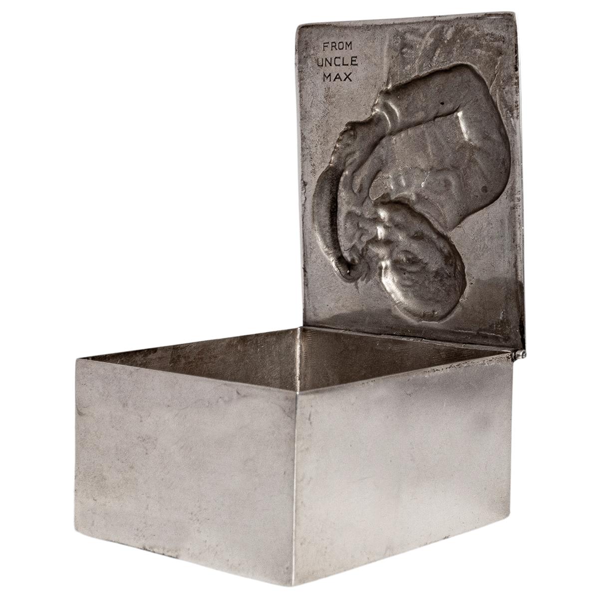 Antique American Art Deco Sterling Silver Novelty Repoussé Cigarette Box 1925 For Sale 4