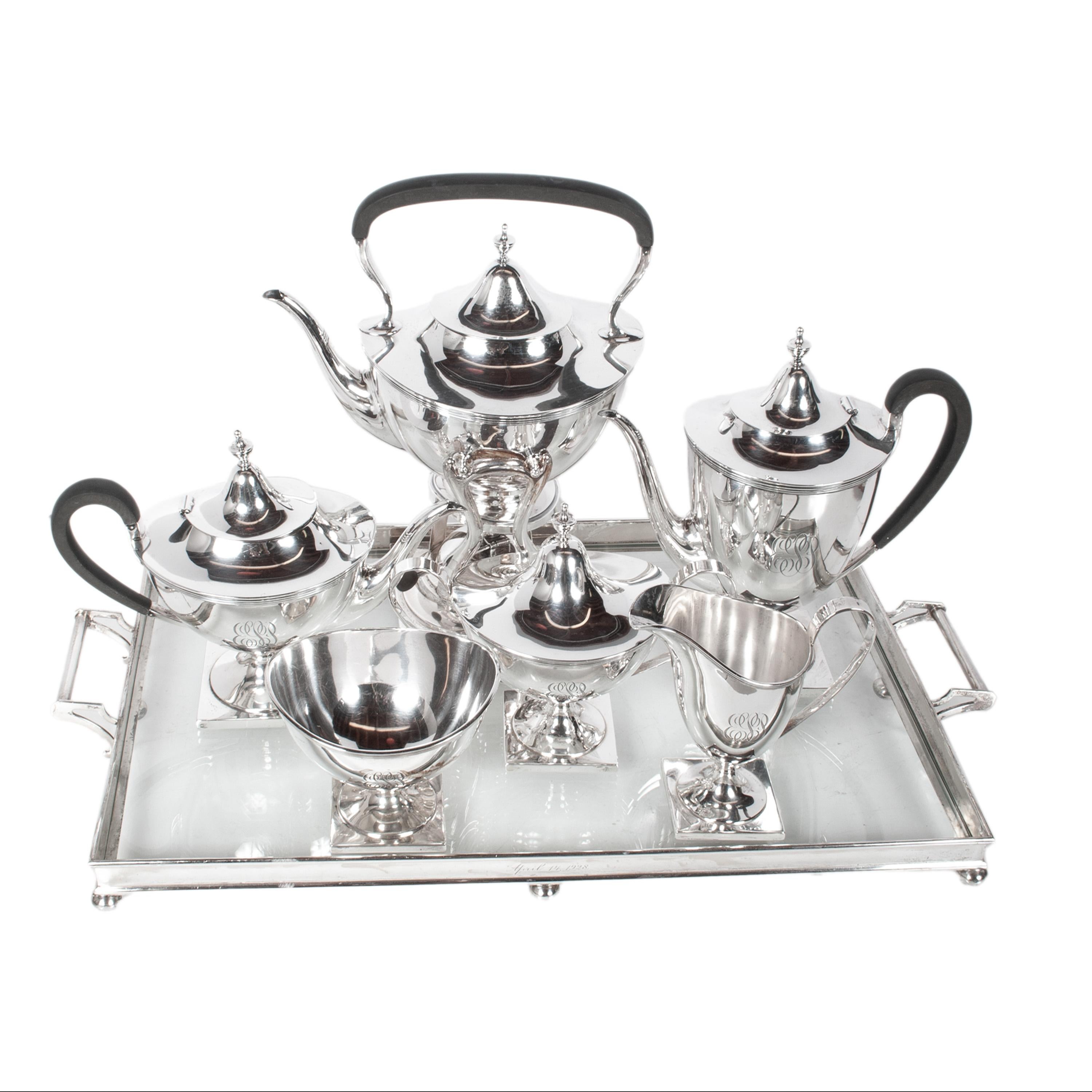 Art Déco Antico servizio da tè e caffè in argento Sterling Art Deco americano Richard Dimes 1925 in vendita