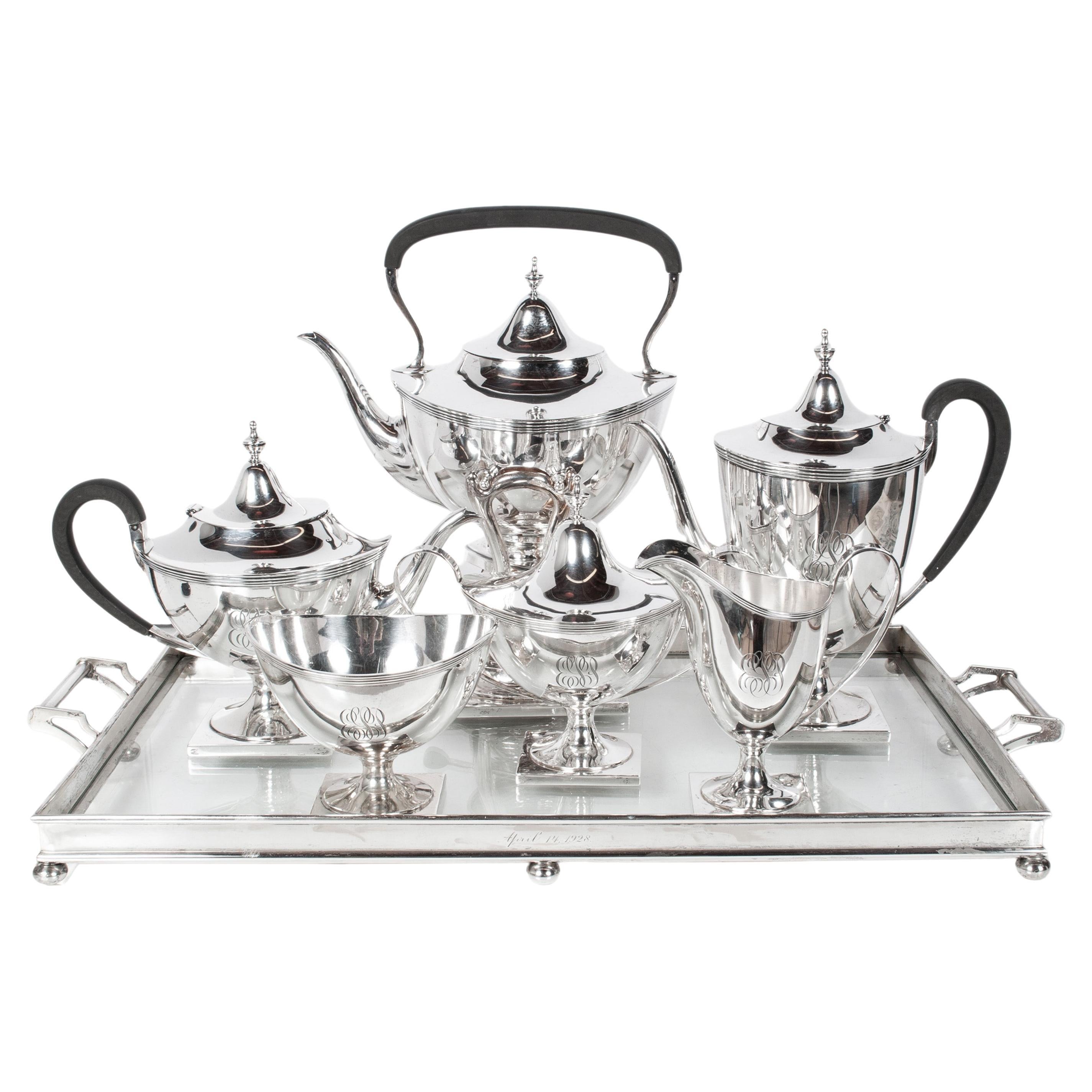 Antique American Art Deco Sterling Silver Tea Coffee Service Richard Dimes 1925