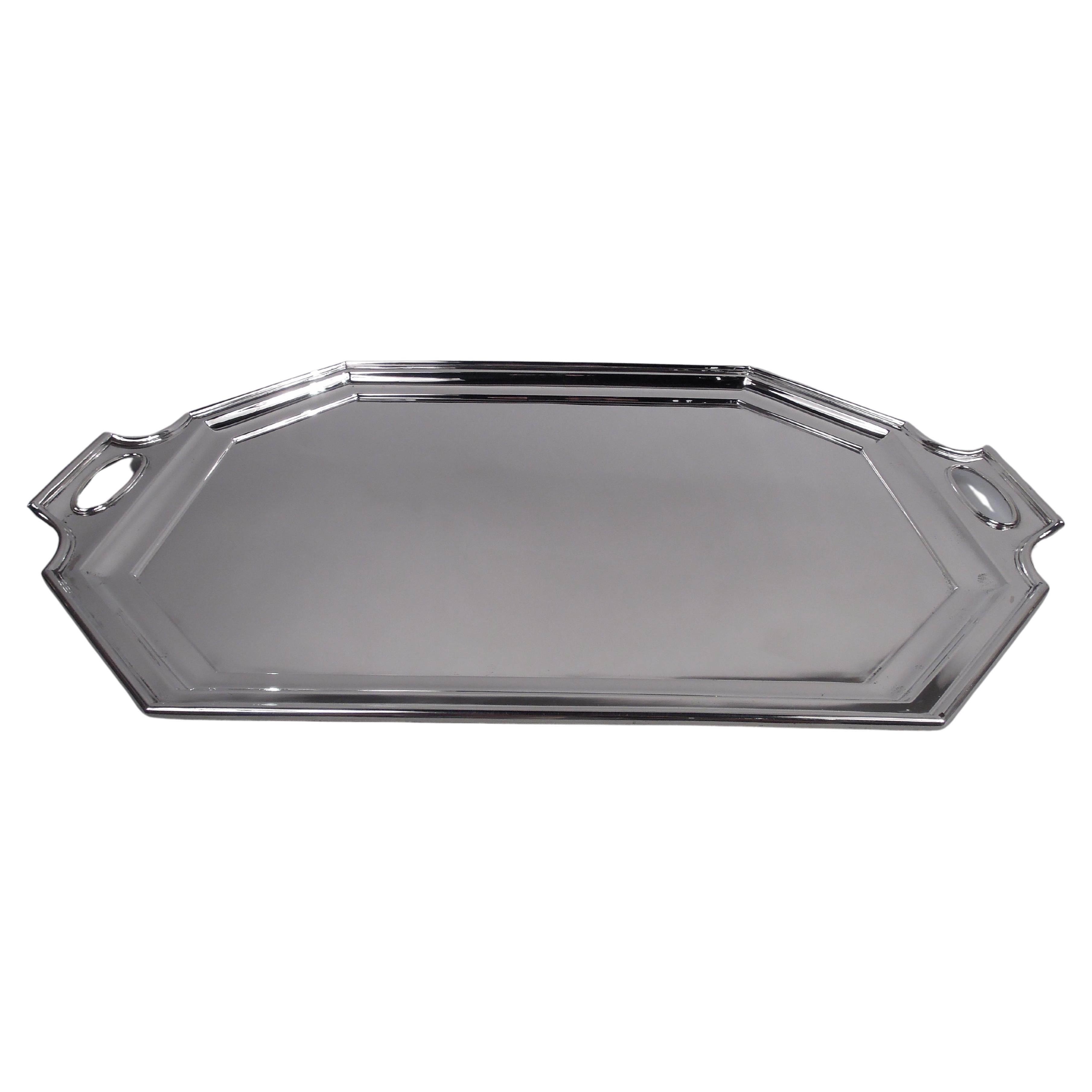 Antique American Art Deco Sterling Silver Tray in Fairfax Pattern For Sale