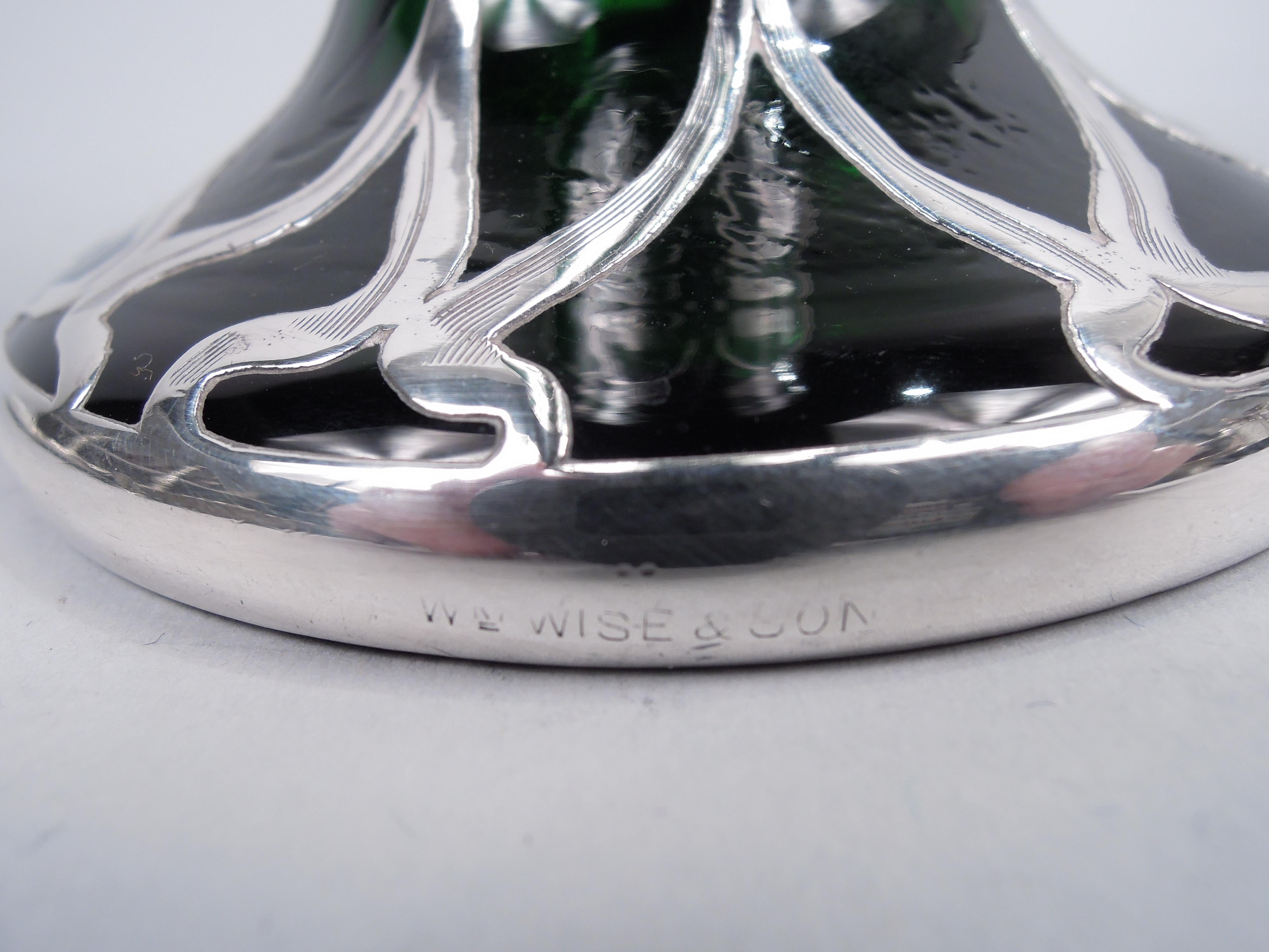 Antike amerikanische Jugendstil-Vase aus grünem Silber mit Überzug im Angebot 4