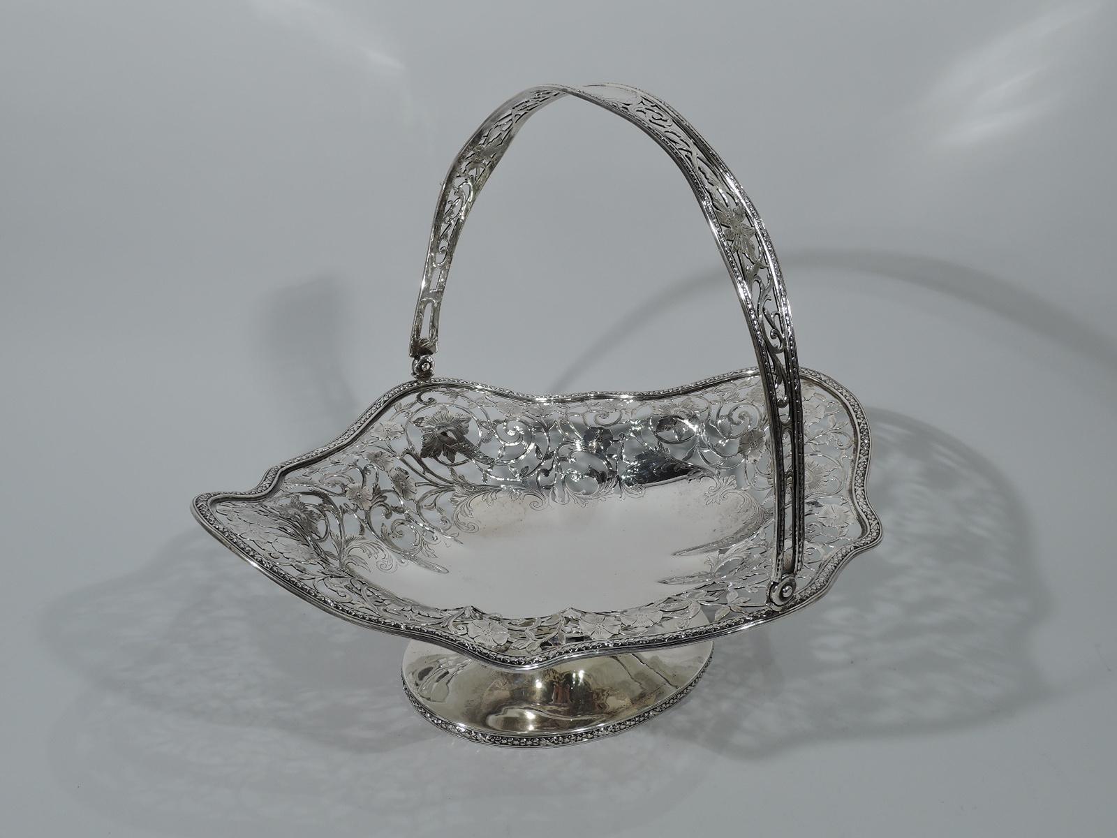 20th Century Antique American Art Nouveau Pierced Sterling Silver Basket