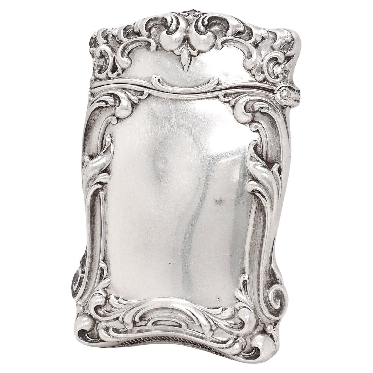 Antique American Art Nouveau Repousse Sterling Silver Matchsafe or Vesta