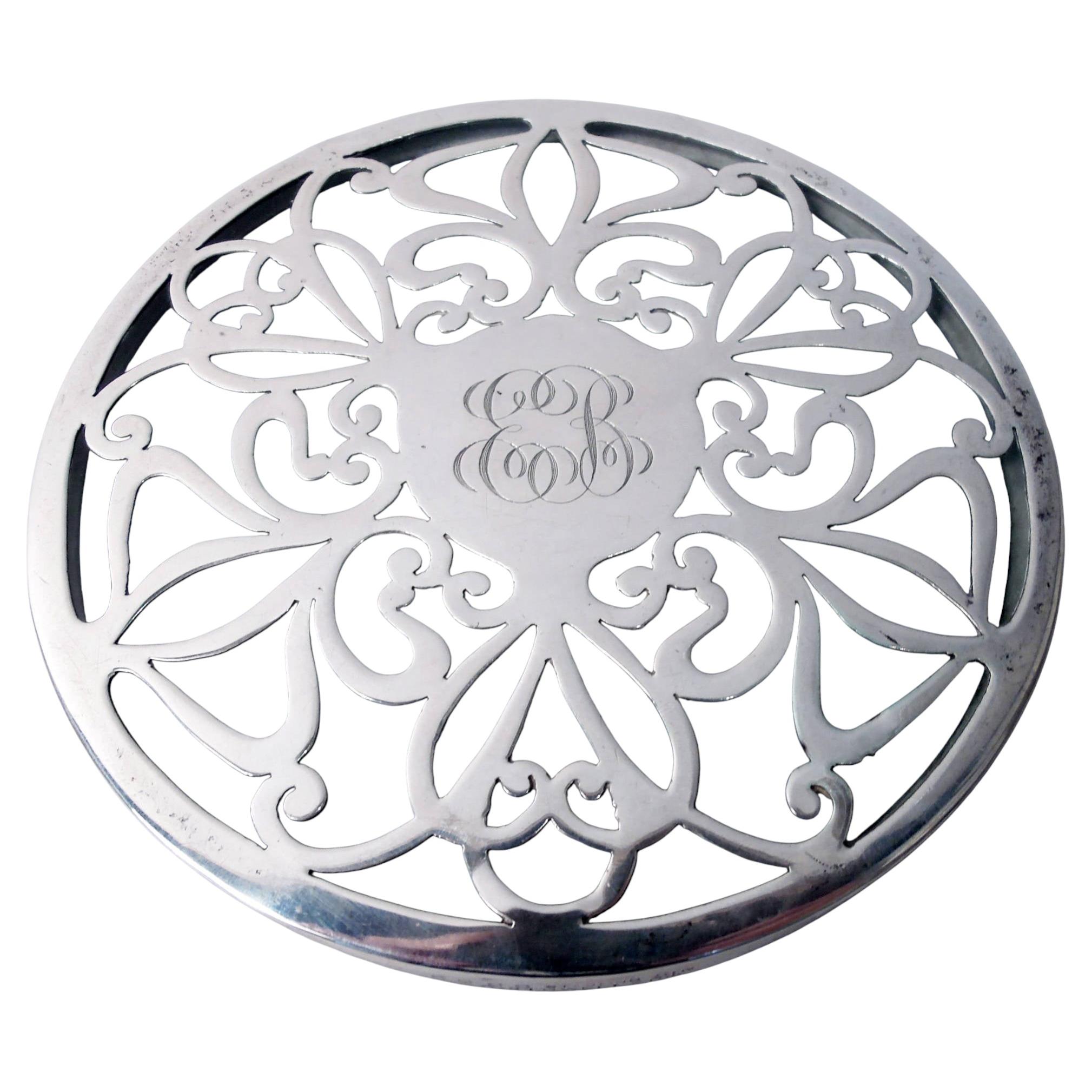 Sous-plat américain Art nouveau ancien en argent plaqué, 12,7 cm