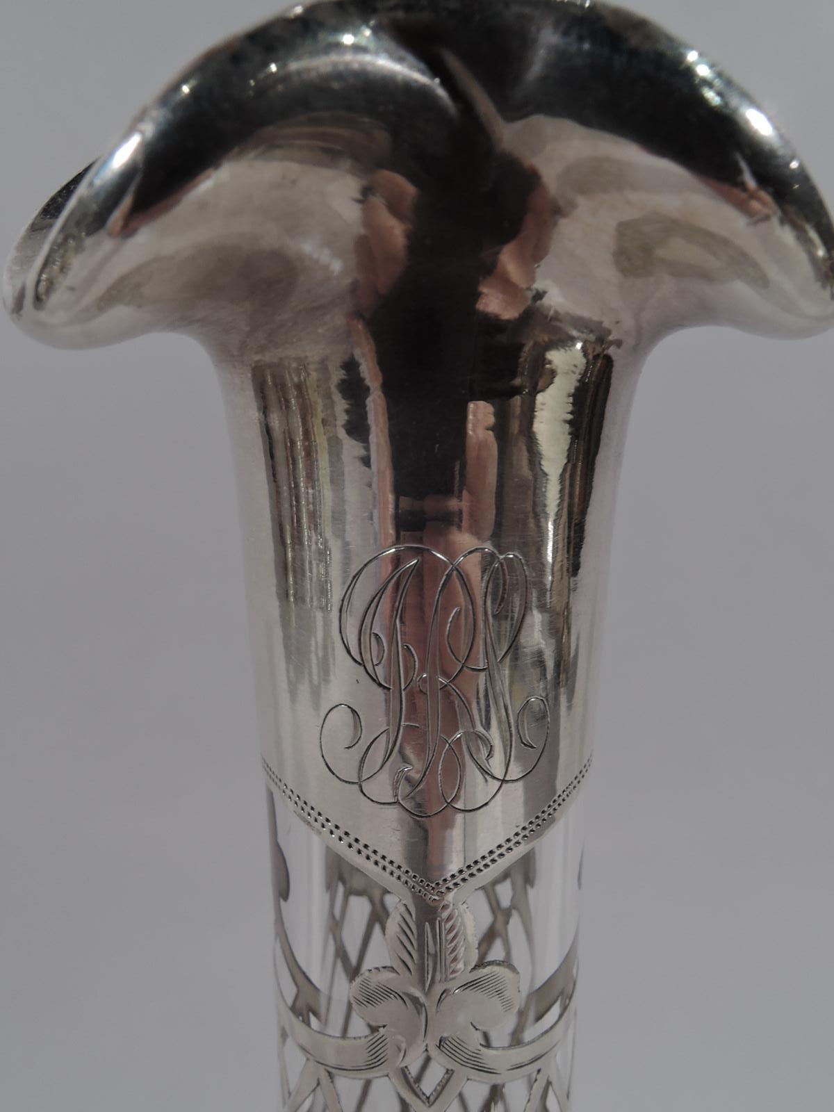 Antique American Art Nouveau Silver Overlay Bottle Decanter 1