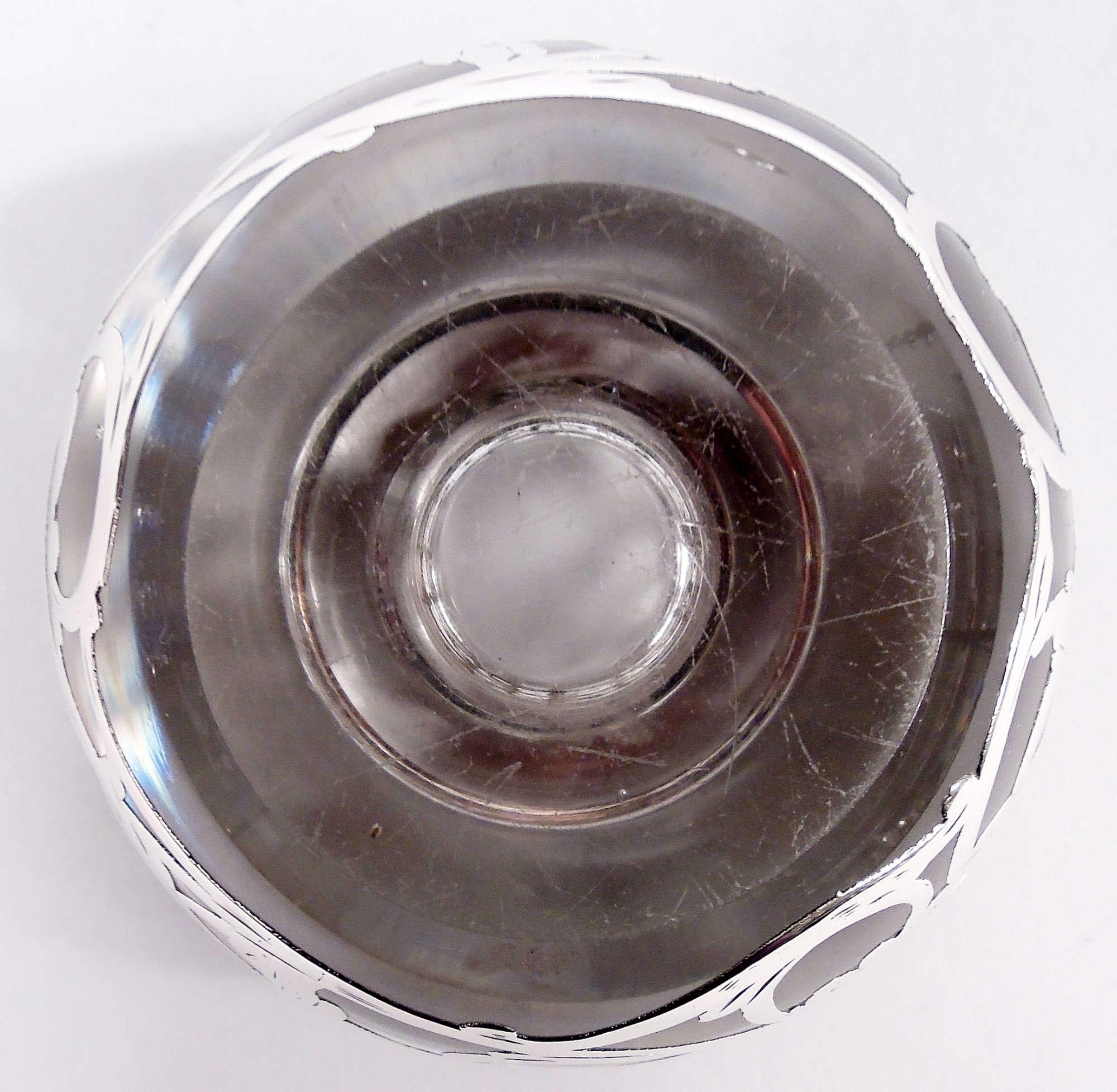 Antique American Art Nouveau Silver Overlay Inkwell 5