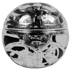 Encrier américain ancien Art Nouveau Silver Overlay