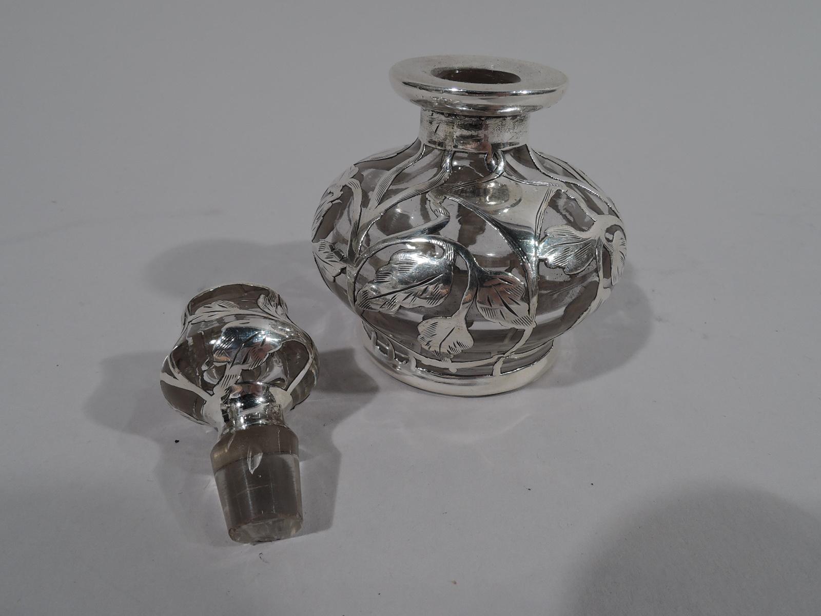 Antique American Art Nouveau Silver Overlay Perfume by Matthews In Good Condition In New York, NY