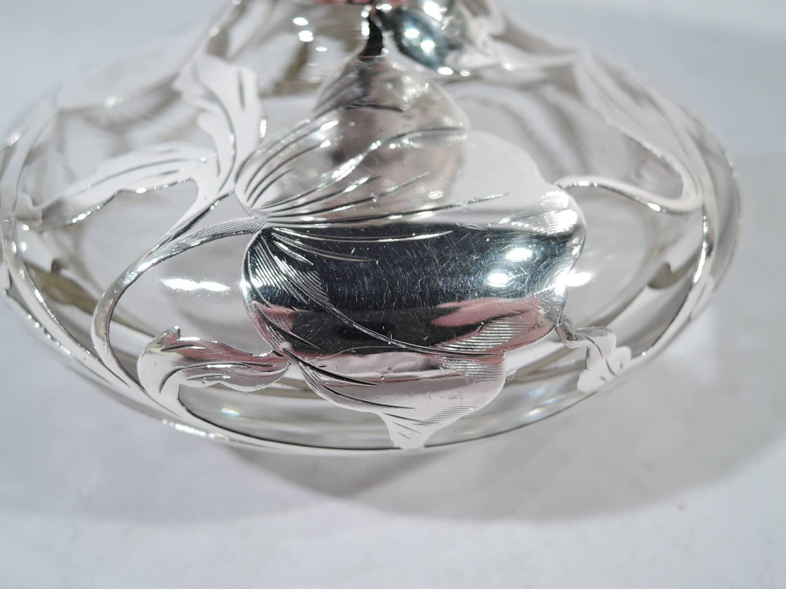 20th Century Antique American Art Nouveau Silver Overlay Perfume by Matthews