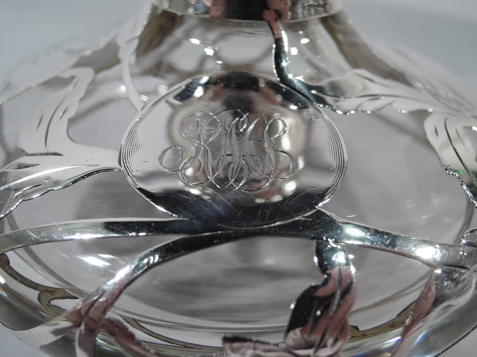 Antique American Art Nouveau Silver Overlay Perfume by Matthews 1