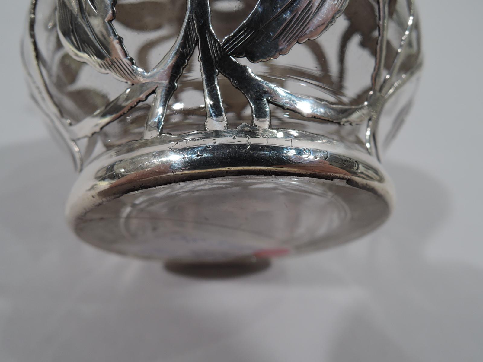 Antique American Art Nouveau Silver Overlay Perfume by Matthews 3