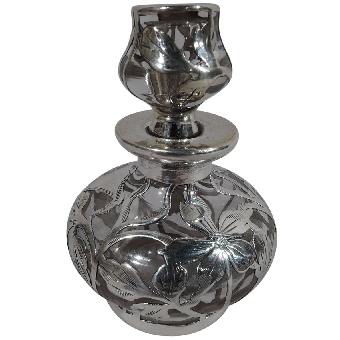 Antique American Art Nouveau Silver Overlay Perfume by Matthews