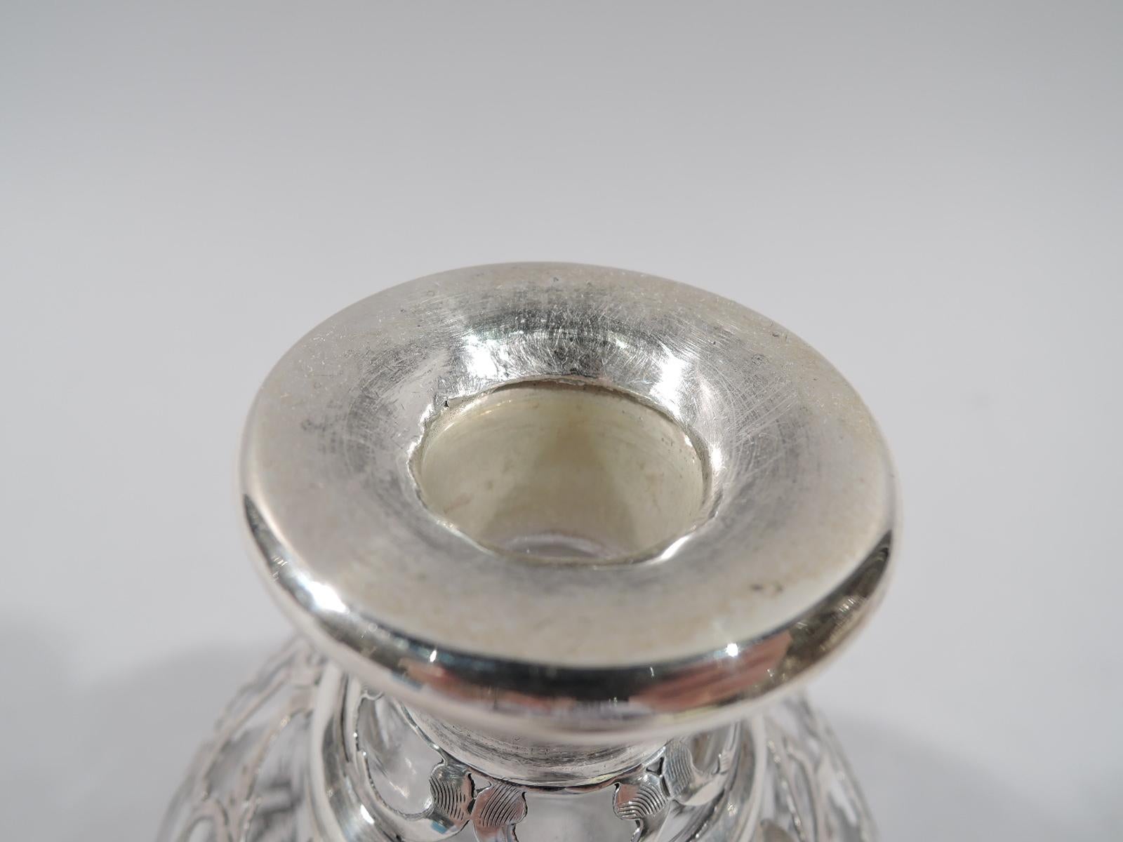 20th Century Antique American Art Nouveau Silver Overlay Perfume