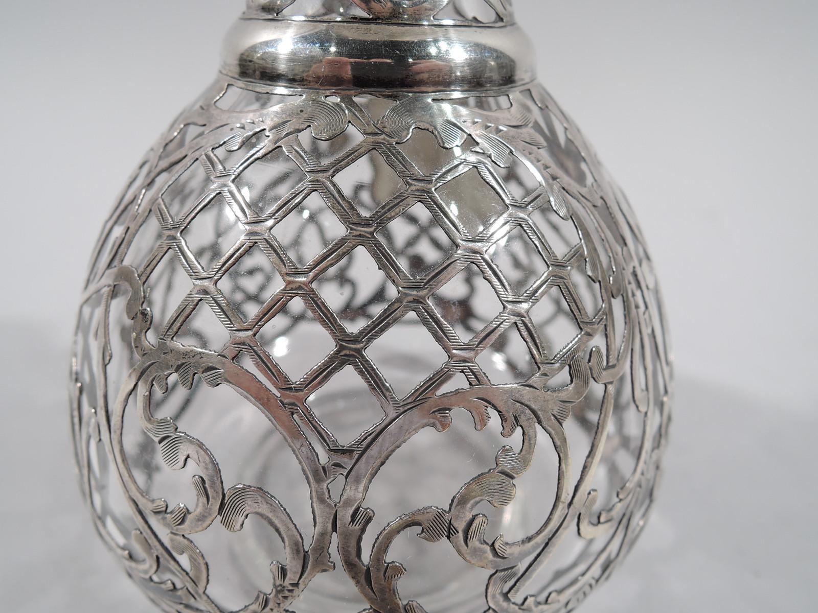 Antique American Art Nouveau Silver Overlay Perfume 1