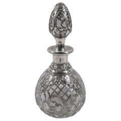 Antique American Art Nouveau Silver Overlay Perfume