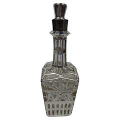 Antique American Art Nouveau Silver Overlay Rye Whiskey Decanter
