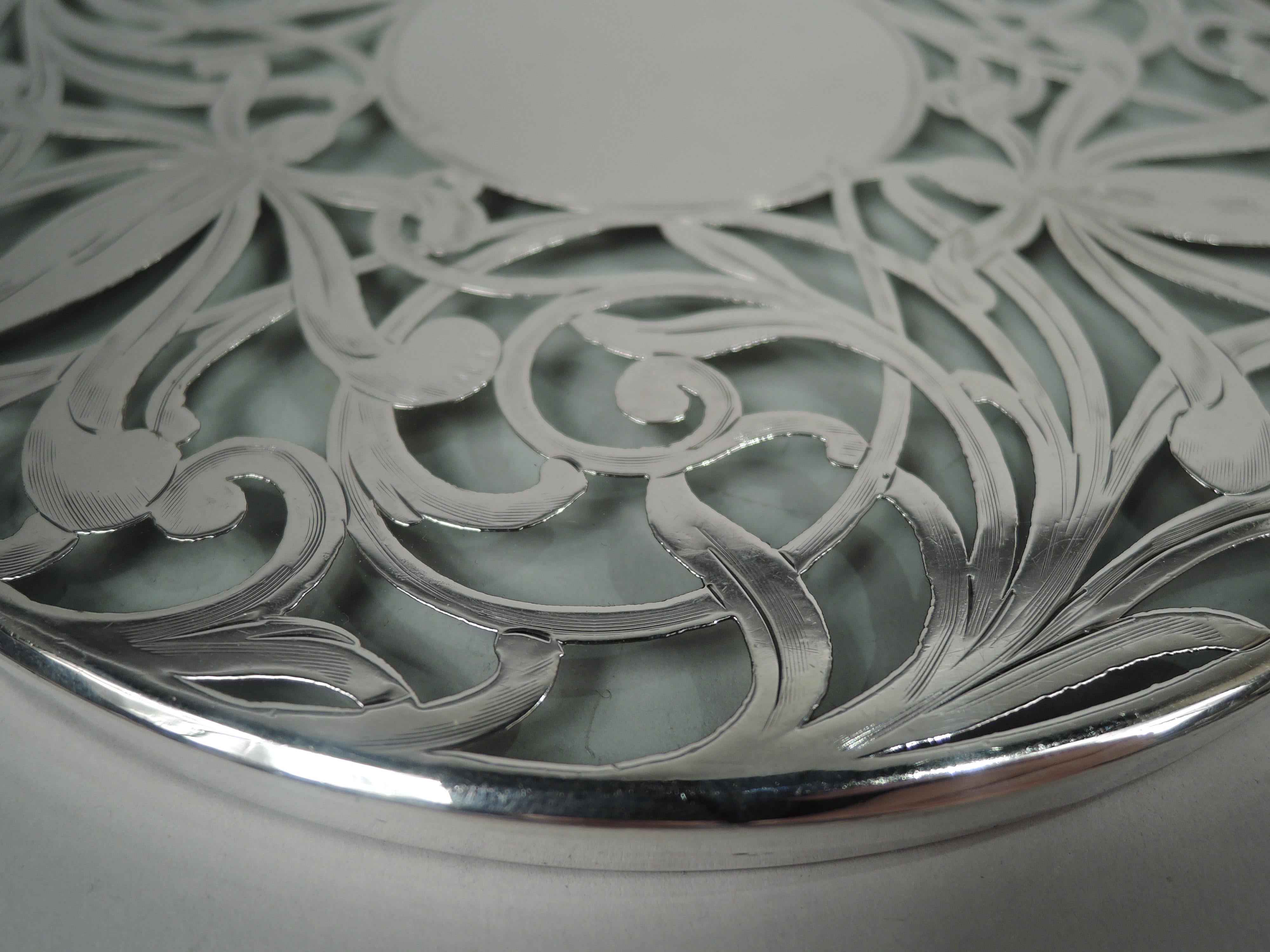 Antique American Art Nouveau Silver Overlay Trivet In Good Condition In New York, NY