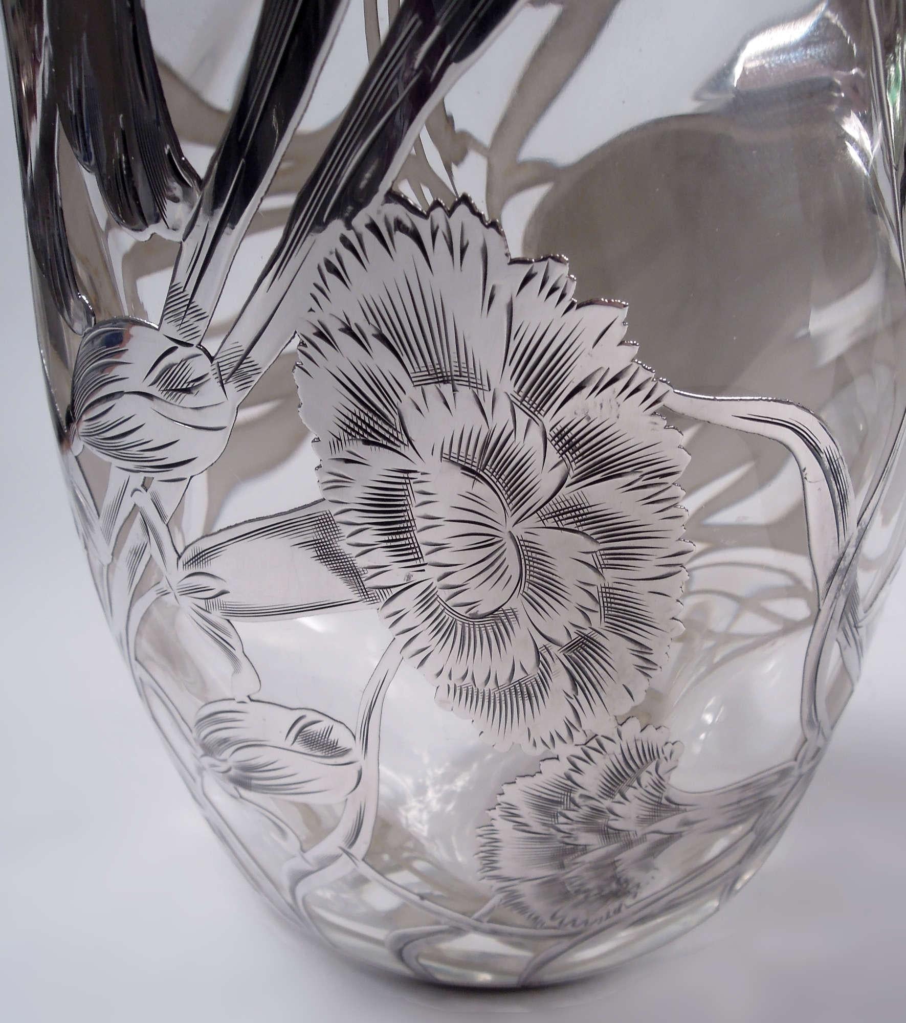 Antigua jarra de agua americana Art Nouveau de plata sobredorada en venta 4